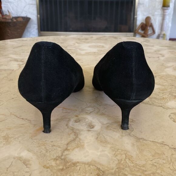 Steve Madden Sabrinah Sleek Black Suede Leather Kitten Heel Pointed Toe Pumps - Picture 7 of 12